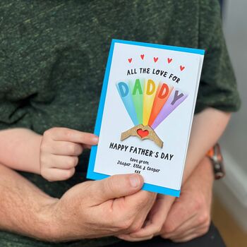 All The Love For Daddy Rainbow Card With 3D Heart Hands, 5 of 5