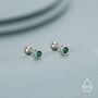 Extra Tiny Emerald Green Cz Screw Back Earrings In Sterling Silver, thumbnail 2 of 10