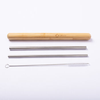 Eco Friendly Metal Drinking Straw Set With Bamboo Case, 3 of 10