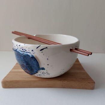 Handmade Ceramic Ramen Bowl With Chopsticks, 3 of 7