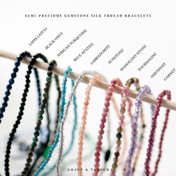 Dainty Gemstone Silk Thread Adjustable Bracelets, 9 of 12