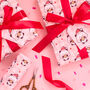 Gingham Panda Claus Christmas Wrapping Paper Set, thumbnail 1 of 5