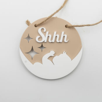 Shhh Nursery Door Sign – Beige Round Acrylic, 4 of 7
