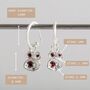 Garnet And Recycled Silver Pendant Hoops, thumbnail 4 of 6
