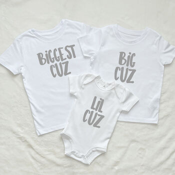 Biggest Cuz, Big Cuz And Lil Cuz Cousins T Shirt Set, 5 of 6