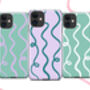 Squiggle Mint Green And Lilac Pattern Phone Case, thumbnail 2 of 9