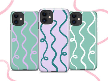 Squiggle Mint Green And Lilac Pattern Phone Case, 2 of 9