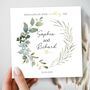 On Your Wedding Day Floral Greenery Card, Mr And Mrs Wedding Card, thumbnail 1 of 3
