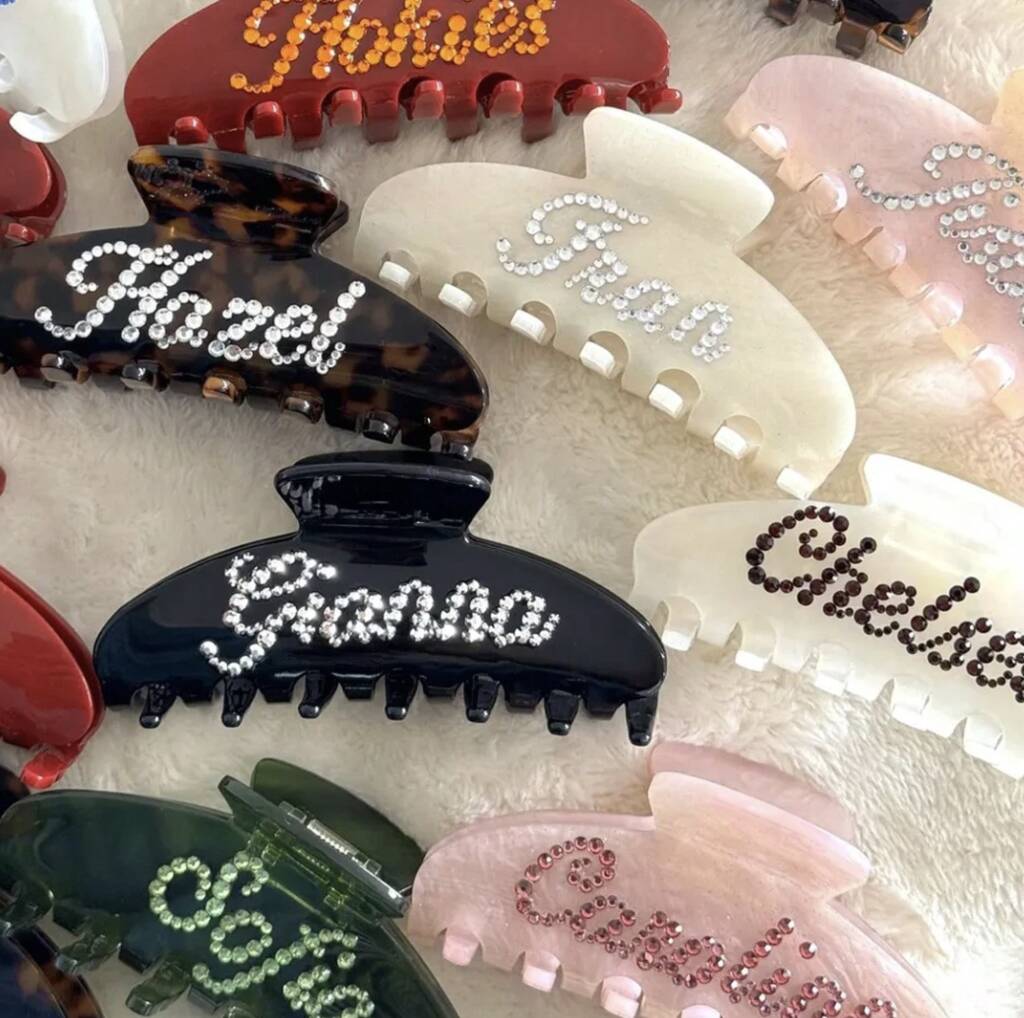 Personalised Marble Custom Diamante Hair Clip, 1 of 6