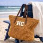 Personalised Dark Straw Tote Beach Bag, thumbnail 2 of 4