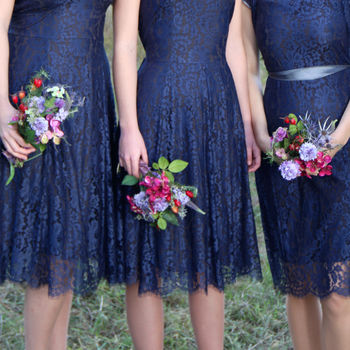 Bespoke Lace Bridesmaid Dresses Midnight Blue, 3 of 9