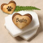Personalised Pet Memorial Small Olive Wood Heart Pocket Token, thumbnail 1 of 9