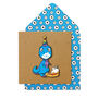 Handmade Blue Dinosaur With Cake Personalised Card, thumbnail 1 of 3