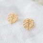 Monstera Leaf Tropical Summer Stud Earrings, thumbnail 6 of 6