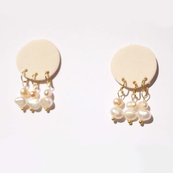 Peach Porcelain Round Earrings With Pearls, 2 of 3