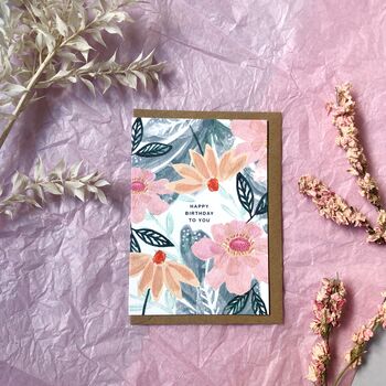 Happy Birthday Pink Floral Card, 5 of 5
