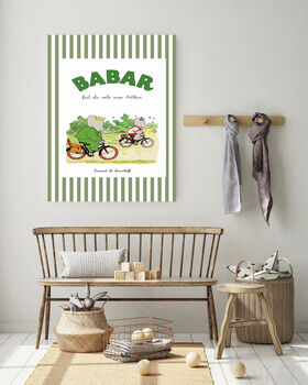Babar Biking Nursery Art Print, 4 of 4