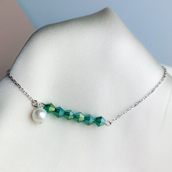 Sterling Silver Green Bead And Pearl Necklace, 3 of 4