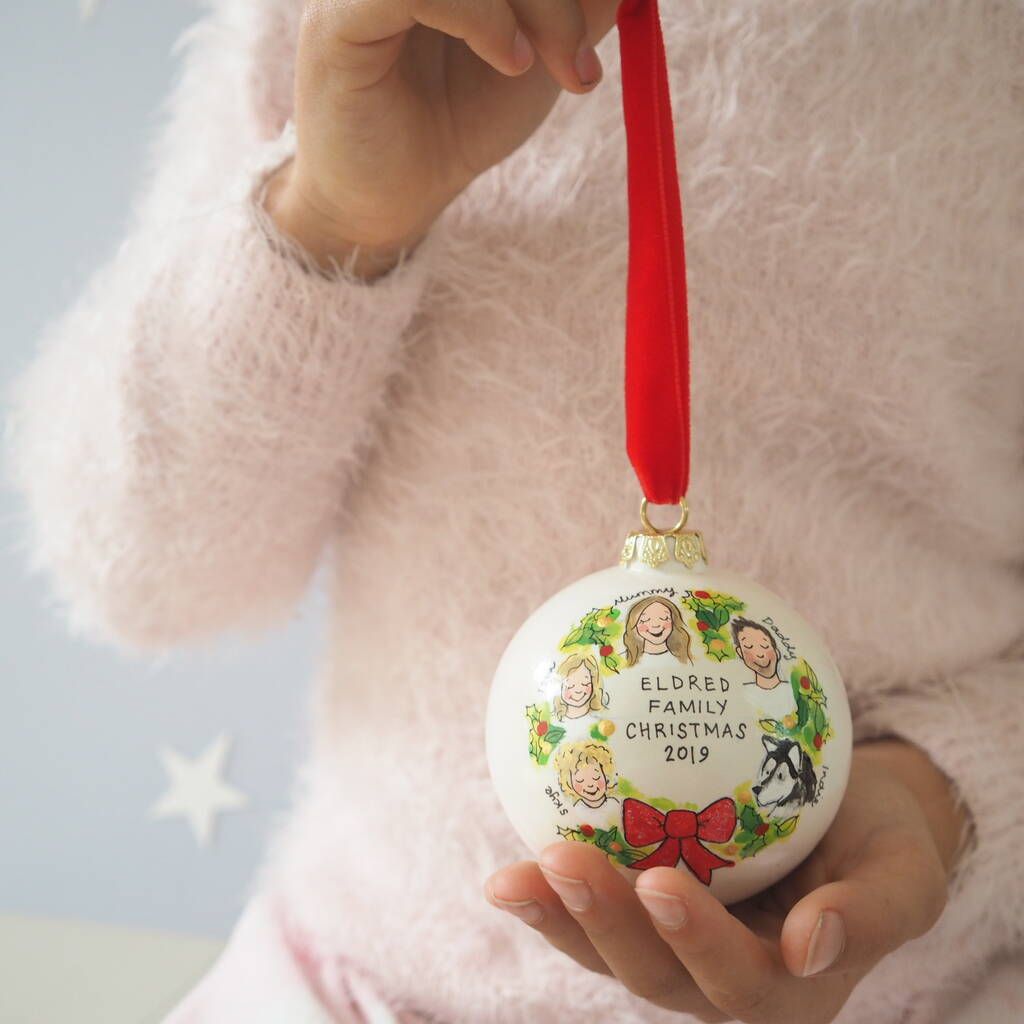 Family Portrait Christmas Bauble, Gift For Families By Katie Simpson