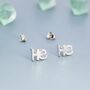 Sterling Silver He She They Pronoun Stud Earrings, thumbnail 3 of 12