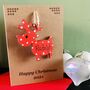 Personalised Reindeer Red Christmas Decoration And Card, thumbnail 3 of 4