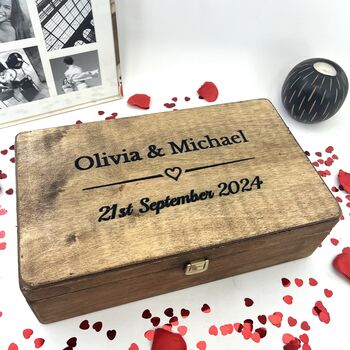 Personalised Couples Wooden Memory Box, 5 of 11