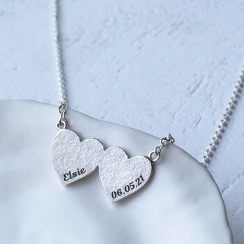 Personalised Handprint Double Heart Necklace, 3 of 6
