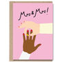 Mrs And Mrs Mixed Race Lesbian Wedding Engagement Card, thumbnail 1 of 2