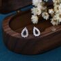 Sterling Silver Droplet Stud Earrings With Cz Crystal, thumbnail 1 of 9