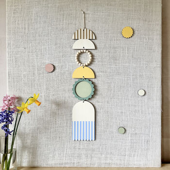 Spring 2024 Wall Hanging Blue Stripe Art Muted Decor, 2 of 4