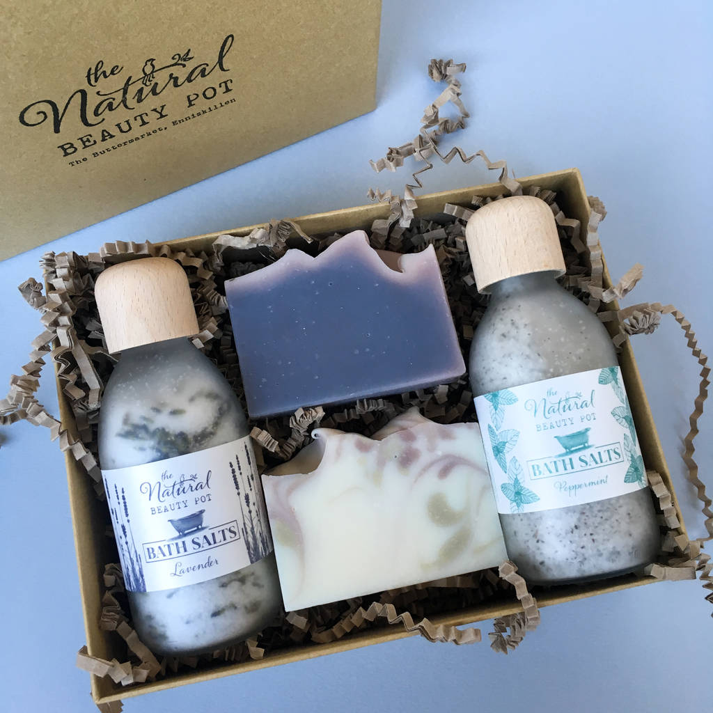 lavender and peppermint bath salts and soap gift box by the natural ...