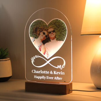 Personalised Infinity You And Me Photo Upload Heart LED Light, 6 of 9