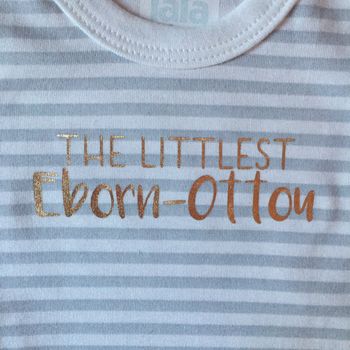 'The Littlest' Personalised Baby Grow, 3 of 7