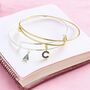 Gold Plated Or Silver Plated Birthstone Initial Bangle, thumbnail 3 of 7