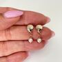 Gold Plated Shell And Pearl Stud Earrings, thumbnail 3 of 5