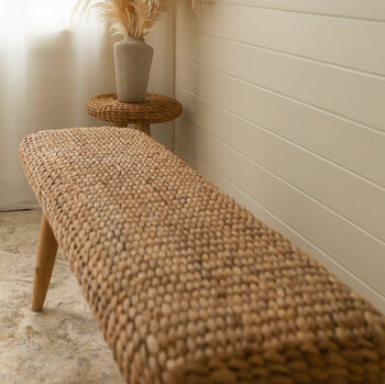 Wooden Hallway Bench With Wicker, 7 of 7