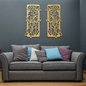 Wooden Leaf Flower Pattern Wall Art Gift For Home Or Hallway, 5 of 9