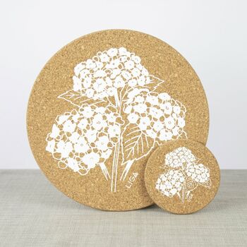 Cork Placemats And Coasters | Hydrangea, 4 of 6