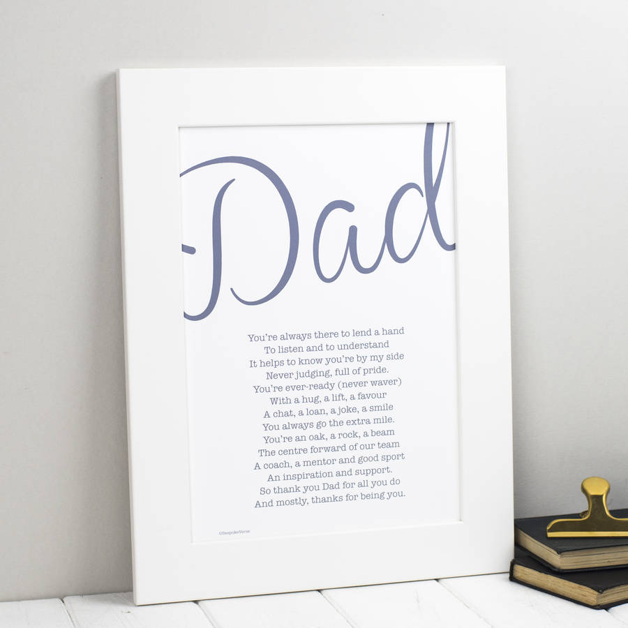 my dad poem print by bespoke verse | notonthehighstreet.com