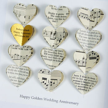 Personalised Golden Wedding Anniversary Heart Gift, 11 of 12