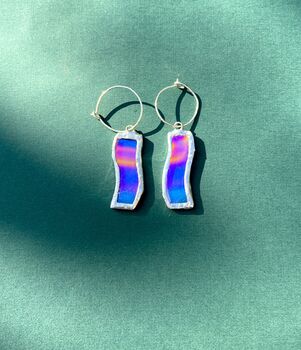 Squiggle Iridescent Glass Earrings, 2 of 3