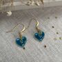 Small Green Blue Turquoise Ceramic Heart Earrings, thumbnail 7 of 10