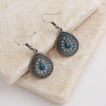 Blue And Turquoise Teardrop Earrings, 2 of 3