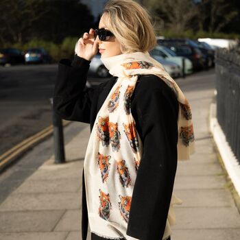 Tiger Head Print Scarf In Personalised Gift Box, 5 of 6