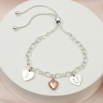 Silver And Rose Gold ‘I Love You’ Heart Charm Bracelet, 2 of 3
