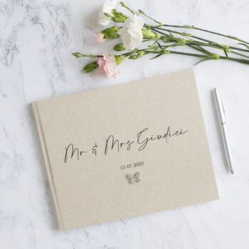 Personalised Wedding Guest Book With Jewel, 5 of 10