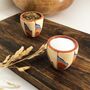 Pair Of Stoneware Pinch Or Dip Pots With Blue Accent, thumbnail 1 of 7