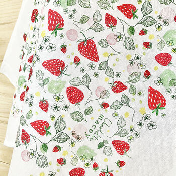 Strawberries Print Cotton Tea Towel, 3 of 5