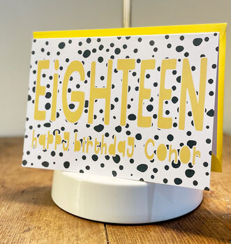 Spotty Personalised 18th Birthday Card Six Colours, 7 of 7