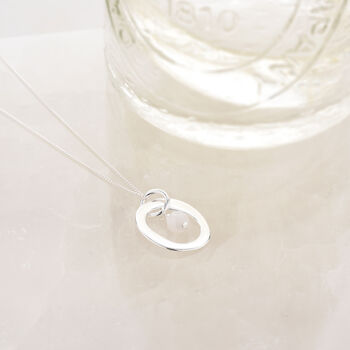 Halo Birthstone Necklace Moonstone June In Silver, 6 of 6